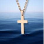 Load image into Gallery viewer, Mens Rose Gold Cross Necklace
