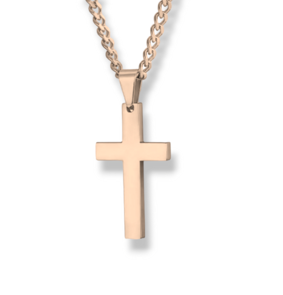 Mens Rose Gold Cross Necklace