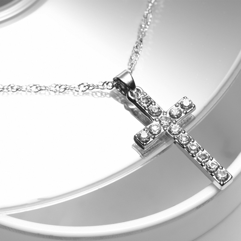 Scattered Crystal Cross Necklace