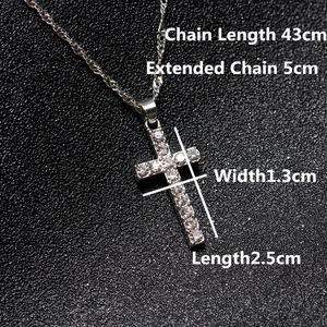 Scattered Crystal Cross Necklace