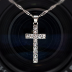 Load image into Gallery viewer, Scattered Crystal Cross Necklace
