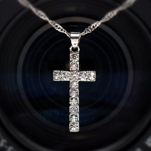 Scattered Crystal Cross Necklace