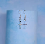 Load image into Gallery viewer, Silver Cross Necklace &amp; Earring Set
