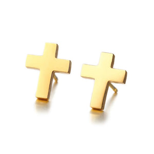 Golden Cross Stud Earrings