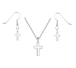 Hollow Cross Necklace & Earring Set