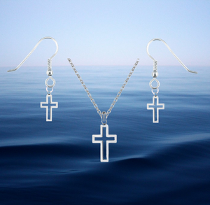 Hollow Cross Necklace & Earring Set