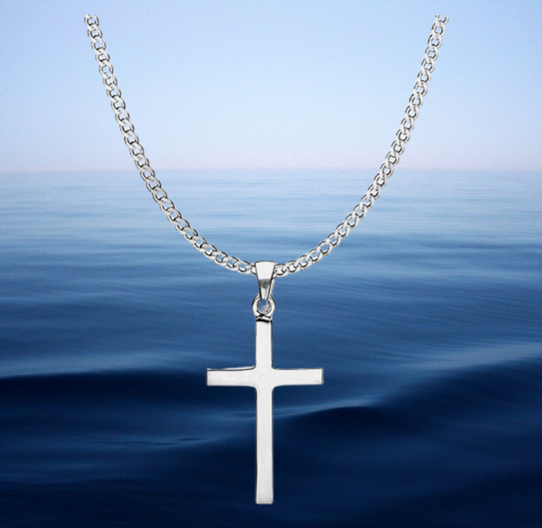 Mens Silver Cross Necklace