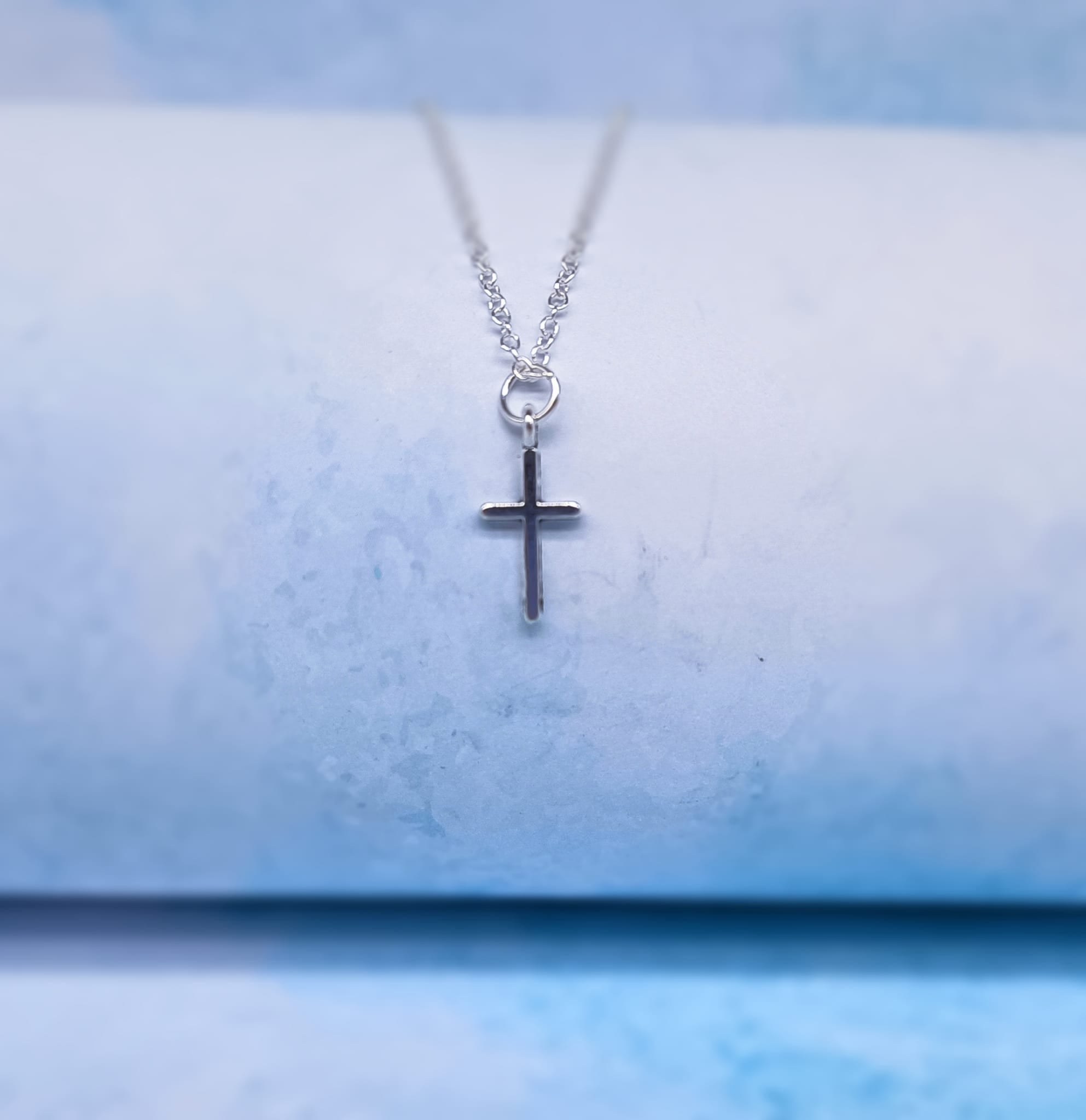 Silver Cross Necklace & Earring Set