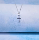 Load image into Gallery viewer, Silver Cross Necklace &amp; Earring Set
