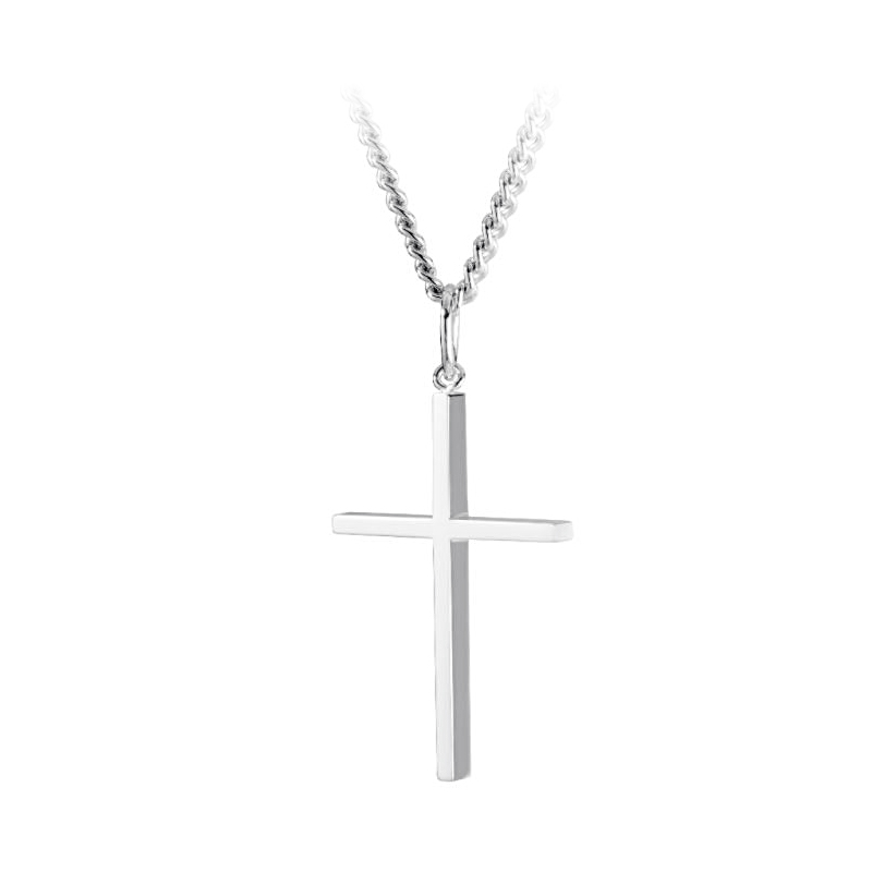 Silver Cross Necklace & Earring Set