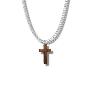 Wooden Cross Mens Necklace